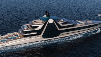 The great concept is here! Diamond-inspired Superyacht with an amazing waterfall!