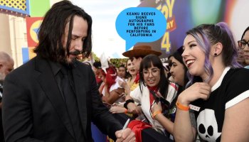 Keanu Reeves Signs Autographs For His Fans Before Performing In California