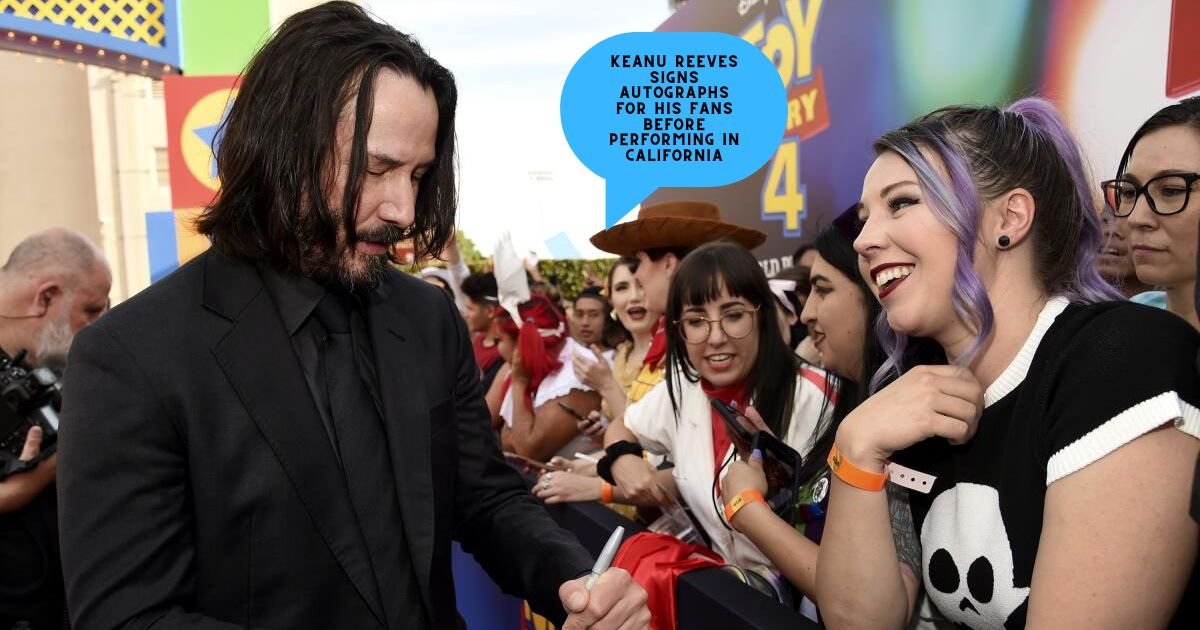 Keanu Reeves Signs Autographs For His Fans Before Performing In California